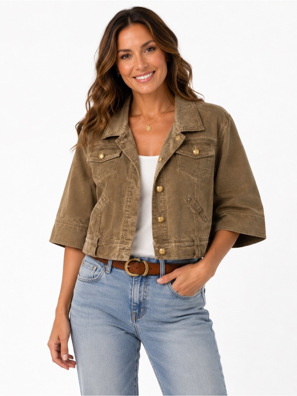 Christina Dea cropped 3/4 sleeve jacket
